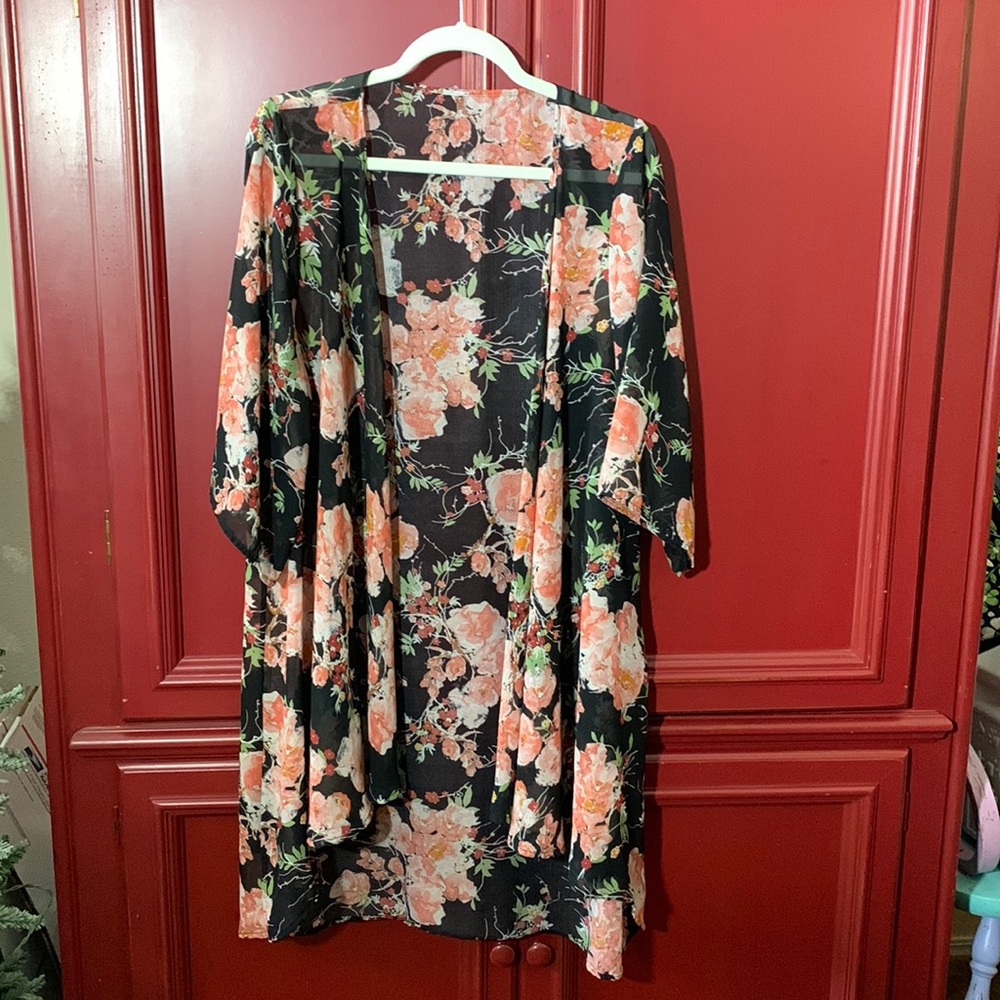 Beautiful floral on black kimono